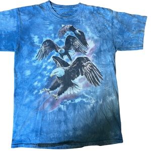 Men’s The Mountain Vintage Eagle T-Shirt Blue Tie Dye USA Flag Patriotic sz L